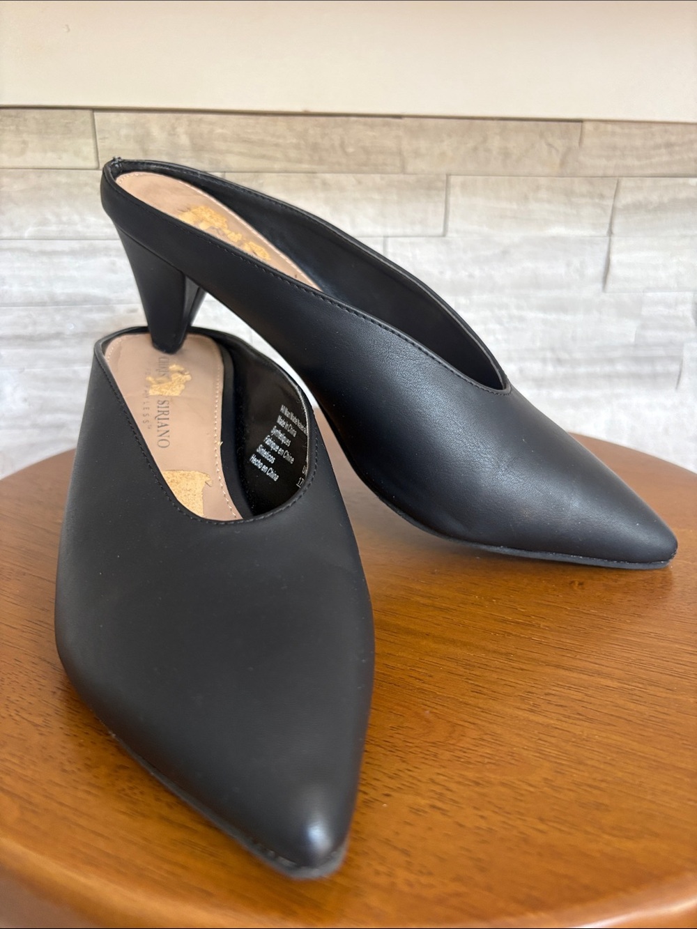 Christian Siriano Black Pointed-Toe Mule Heels